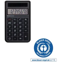 MAUL Taschenrechner ECO 250 Solar 1-zeilig, 8 Ziffern schwarz