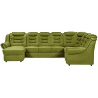 Livetastic Wohnlandschaft, Grün, Textil, 7-Sitzer, Ottomane rechts, U-Form, 333x216 cm, Made in EU, seitenverkehrt erhältlich, Hocker Rücken echt, Armteil links, rechts, Wohnzimmer, Sofas & Couches, Wohnlandschaften, Wohnlandschaften in U-Form