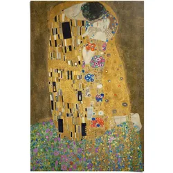 Poster REINDERS "Poster Der Kuss Gustav Klimt", gold (farbe bild(er): goldfarben), B:61cm H:91,5cm, Papier, Bilder