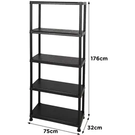 Curver Kunststoffregal 75 x 32 x 176 cm 5-tlg. schwarz