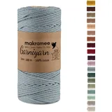 Makramee Garn 3mm Premium – 100m Baumwollkordel 100% Baumwolle für Makramee, Wandbehänge, Pflanzenhänger, DIY Basteln & Handarbeit – Hochwertiges Makramee-Garn Baumwollgarn Sage Blue