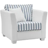 furn.design Sessel in creme und blau Landhaus Wohnzimmer Loungesessel 95 cm