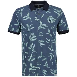 Poloshirt LERROS "LERROS Poloshirt mit floralem Druck und abgesetzen Details", Herren, Gr. 6XL, blau (classic navy), 100% Baumwolle, ohne Ausschnitt, Kurzarm, Shirts