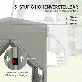 Outsunny Faltpavillon 2,5 x 2,5 m inkl. 4 Seitenteile Hellgrau