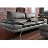 Calia Italia 3-Sitzer »Dave, italienisches Designsofa, mit erstklassigem Sitzkomfort«, in zwei Lederqualitäten und toller Detailverarbeitung grau