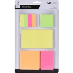 Haftnotiz Klebezettel Haftzettel 520 Stk. div. Größen Neonfarben Sticky Notes