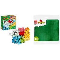 LEGO 10909 DUPLO Classic Mein erster Bauspaß, Bausteine-Box, Konstruktionspielzeug & 10980 DUPLO Bauplatte in Grün, Grundplatte für DUPLO Sets für Kleinkinder, Mädchen und Jungen