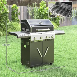 Outsunny Gasgrill 12 KW schwarz