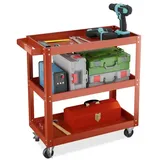 Relaxdays Werkstattwagen mit 3 Ebenen Rot