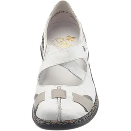 Rieker 46367, Damen Geschlossene Ballerinas, Weiß (Weiss/Grey), 42 EU (8 UK)