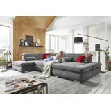 die planbar Ecksofa DIE PLANBAR "MP-IN17004 U-Form", grau, B:382cm H:84cm T:124cm, 100% Polyester, Sofas, Ecksofa, wahlweise mit Funktionen, Federkern-Polsterung