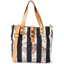 Campomaggi Genziana Shopper Canvas Beige/Blau