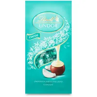 Lindt Schokolade LINDOR Kugeln Cocos | 136g Beutel | ca. 10 Kugeln Vollmilchschokolade mit zartschmelzender Kokos-Füllung | Pralinen-Geschenk | Schokoladen-Geschenk