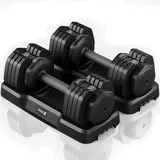 Dripex Hantel Verstellbares Hantelset 24.5kg Ein Paar, Hanteln mit Anti-Rutsch Griff, Fitness Kurzhanteln aus Stahl, Zwei Hanteln separat versandt