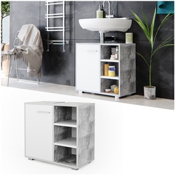 Vicco Waschtischunterschrank Perry Unterschrank Waschbecken Waschtisch Weiß / Beton