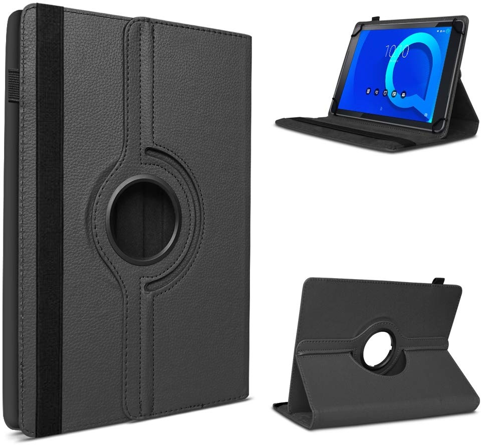 UC-Express Tablet Hülle kompatibel für Alcatel 3T 8 Tasche Schutzhülle Case Schutz Klapp Cover 360° Drehbar, Farbe:Schwarz