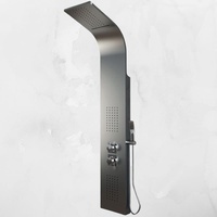 EM Duschsäule Jungle Edelstahl 4 Funktionen Mit Wasserfall Handbrause Mischbatterie Kaltes Warmwasser (Gebürsteter Stahl)