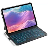 Inateck Ultraleichte Hülle mit Tastatur für iPad 10 Generation,iPad Air 6 11 Zoll 2024,iPad Air 5/4 10,9 Zoll,iPad Pro 11 4/3/2/1,7-Farbiger Hintergrund Beleuchtung,mit Stifthalter, QWERTZ,BK2007-RGB