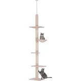 Kratzbaum Deckenhoch Höhe 230-260 Cm Katzenbaum Mit Sisalstämme, Plattformen Mehrstöckiger Katzenkratzbaum Kletterbaum Für Kleine & Große Katzen, Beige