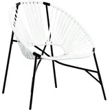 vidaXL Gartenstuhl in Ei-Form Schwarz und Weiß Poly Rattan