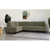 PLACES OF STYLE Ecksofa »Pinto, 290 cm, Ottomane links / rechts«, Cord, Feincord, Luxus-Microfaser Leder und Chenille grün