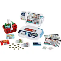 Theo Klein 7265 Selbstbedienungskasse I Scanner mit Licht & Sound I Display für 3 Themen I Warenkorb, Spielgeld, u.v.m.