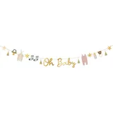 Girlande Banner Oh Baby 2,5m Papiergirlande Papieranhänger Quasten Deko Babyparty Babyshower Geburt