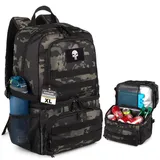 LuxusKollektion Kühltasche Kühlrucksack Doppelstock Herren 2 Fächer Schwarz Camouflage Extra Groß