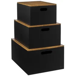 Aufbewahrungsboxen mit Bambusdeckel - 3er-Set