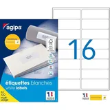 Agipa Universaletiketten 118985 Weiß 99,1 x 33,9 mm