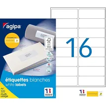 Agipa Universaletiketten 118985 Weiß 99,1 x 33,9 mm