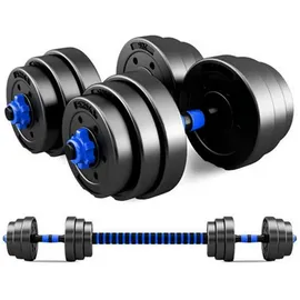 luxuskollektion Kurzhanteln Verstellbar 2in1 Langhantel 2er Set 10 kg Blau