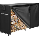 VIVOHOME 1,5m Kaminholzregal mit Abdeckung strapazierfähig für drinnen und draußen