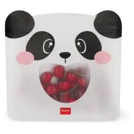 Legami - Set mit 3 Lebensmittelbeuteln, 3 verschiedene Größen S, M, L, wiederverschließbare Beutel, wiederverwendbar, spülmaschinenfest, praktische Snack-Taschen, Panda