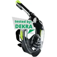 Khroom von DEKRA® geprüfte CO2 sichere Schnorchelmaske Vollmaske Seaview X - Tauchmaske für Erwachsene / Kinder | Schnorchelausrüstung / Schnorchelset Alternative (S/M, Schwarz)