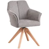 B&D home® Esszimmerstuhl Daisy drehbar – Armlehnenstuhl mit 360° Drehfunktion, Webstoff Grau, gepolsterte Sitzschale, Massivholzgestell Natur, skandinavisches Design für Esszimmer, Küche, Home Office