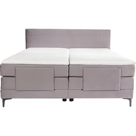 Alina Boxspringbett ALINA "Powell", grau (grau dmo 59), B:192cm L:212cm, Samt DMO (100% Polyester), Komplettbetten, Boxspringbett, inkl. Motor, Matratze und Topper, in unterschiedlichen Ausführungen