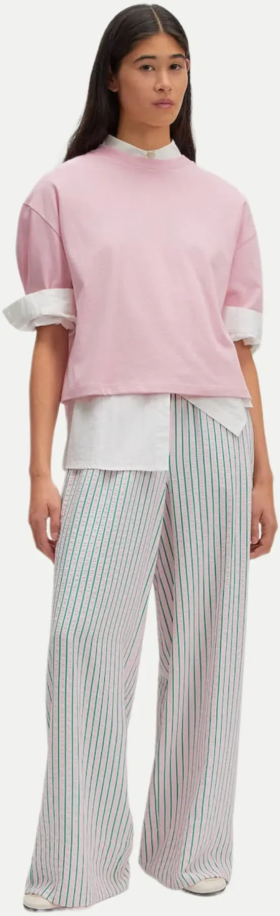 Gestreifte Hose mit Gummizug Rosa 36