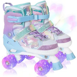 Nattork Kinder Rollschuhe, Rollschuhe Mädchen mit 4 Größen Einstellbare, Rollschuhe für Mädchen Anfänger, Drinnen und Draußen
