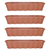 Hti-Living Blumenkasten mit Untersetzer 80 cm 4er Set Terracotta