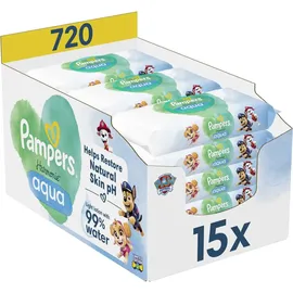 Pampers Harmonie Aqua Baby Feuchtetücher Paw Patrol, 15 x 48er Stück