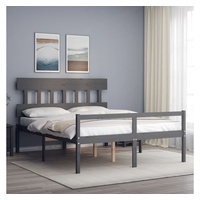 furnicato Bett Seniorenbett mit Kopfteil Grau Kingsize Massivholz grau