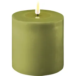Deluxe Homeart LED Stumpenkerze Real Flame olive, Ø10 x H10cm, olive