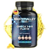 Omega 3 Kapseln | Premium [100 Stück] Omega 3 6 9 hochdosiert mit EPA & DHA | Next Level Fischöl + Leinöl + Vitamin E | Ohne Zusatzstoffe | Made in Germany | Mastervalley