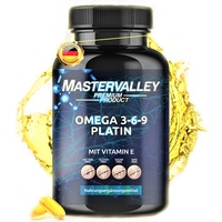 Omega 3 Kapseln | Premium [100 Stück] Omega 3 6 9 hochdosiert mit EPA & DHA | Next Level Fischöl + Leinöl + Vitamin E | Ohne Zusatzstoffe | Made in Germany | Mastervalley