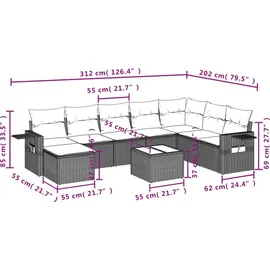 vidaXL Gartensofa-Set 9-tlg. grau