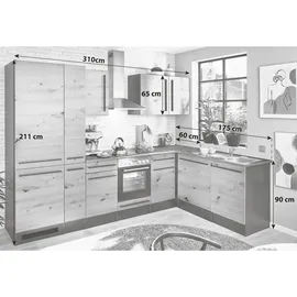 P & B Winkelküche Jazz L-Form 310 cm braun