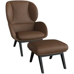 Ohrensessel FLEXLUX "Adria Designsessel, Loungesessel", braun (modern cognac braun), B:78cm H:100cm T:96cm, 100% Echteder, Sessel, Stil & Komfort, organische Form, Fuß Holz schwarz