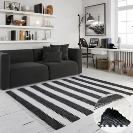 OTTO home Benja Handwebteppich 160 x 230 cm Schwarz/Weiß
