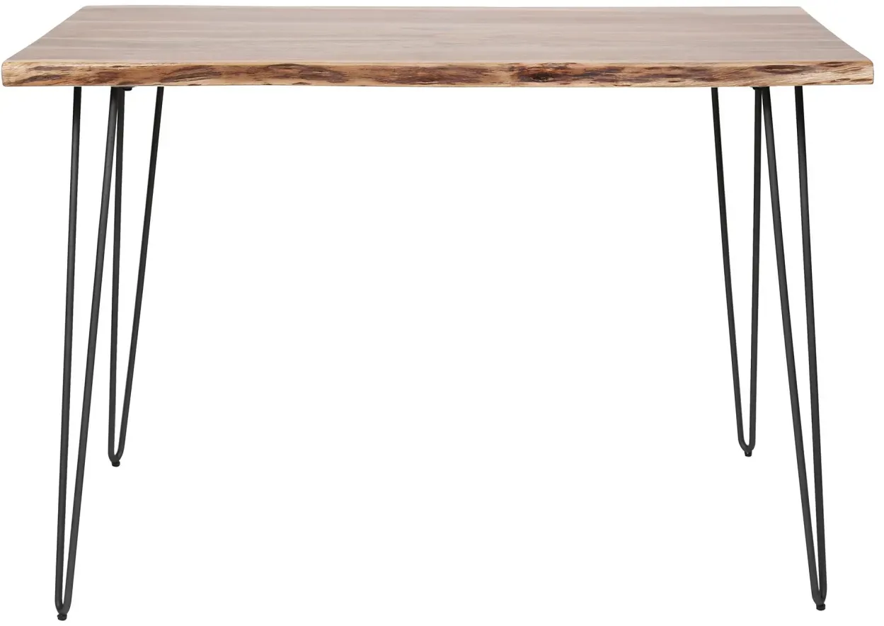 Bartisch Bord Nadel aus massivem Akazienholz, modern mit Baumkante, naturfarben, Metallgestell